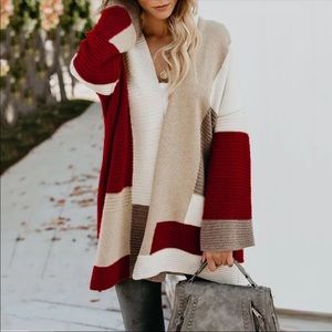 NOW IN! Ruby White Block Open Textured Cardigan